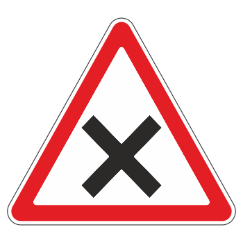 Дорожный знак 1.6 «Пересечение равнозначных дорог» (металл 0,8 мм, I типоразмер: сторона 700 мм, С/О пленка: тип А коммерческая)